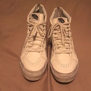 White Leather Hightop Vans